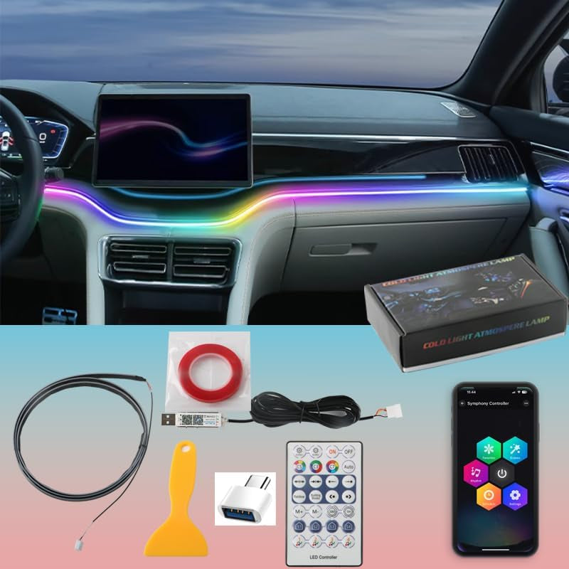 LED Coche Interior, Luces Interior Puerto USB 5V, Controladas Por Aplicación Para Escenas Del Automóvil Y 20 Millones De Colores